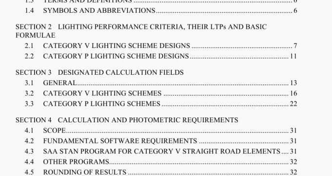 Computer procedures for the calculation of light technical parameters for Category V and Category P lighting