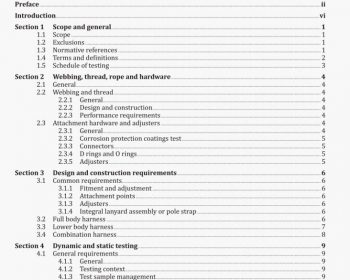 Manufacturing requirements for full body combination and lower body harnesses