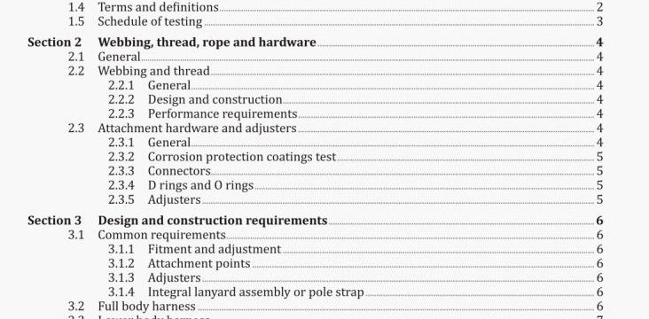 Manufacturing requirements for full body combination and lower body harnesses