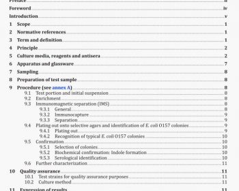 Microbiology of food and animal feeding stuffs — Horizontal method for the detection of Escherichia coil 0157