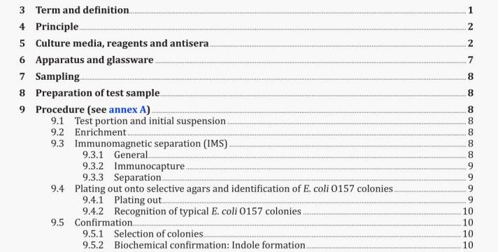 Microbiology of food and animal feeding stuffs — Horizontal method for the detection of Escherichia coil 0157