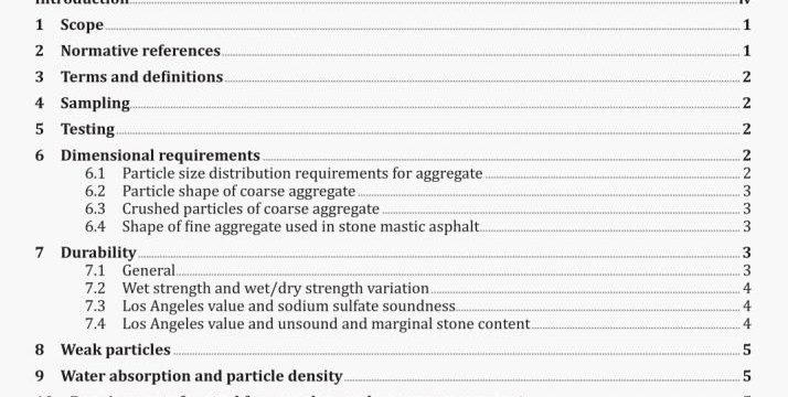 Specification for aggregates for asphalt