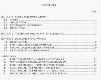 Classification of the fire and mechanical performance of wiring system elements